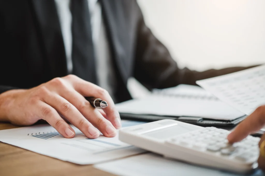 An attorney working at his desk.