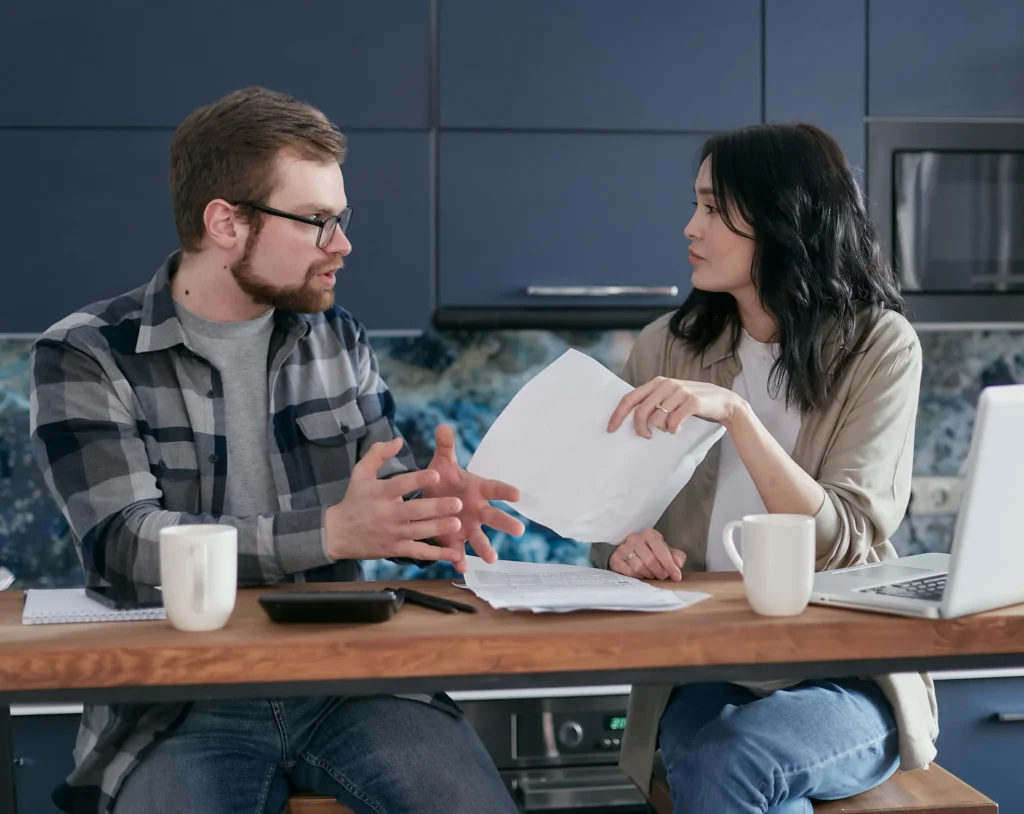 A couple having an intense conversation.